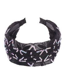 Fashion Black Online Diamond Flower Embroidery Headband