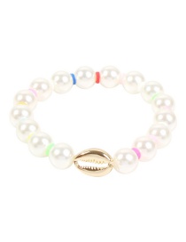Fashion Pearl White Alloy Shell Beaded Bracelet