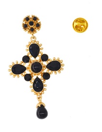 Fashion Black Diamond Jewel Cross Brooch