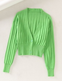 Fashion Green V-neck Knit Pit Buckle Sweater