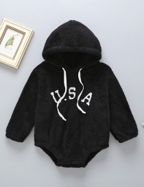 Fashion Black Cotton Hooded One-piece Sweater