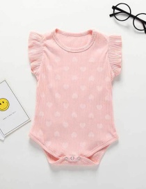 Fashion Pink Sleeveless Small Love Printed Baby Cotton Piece Jumpsuit
