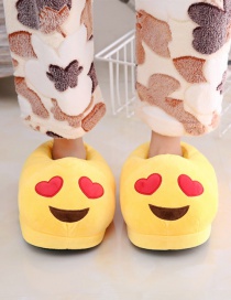 Fashion 1 Yellow Big Love Cartoon Expression Plush Bag With Cotton Slippers
