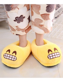 Fashion 9 Yellow Fangs Cartoon Expression Plush Bag With Cotton Slippers