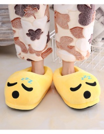 Fashion 15 Yellow Sleeping Cartoon Expression Plush Bag With Cotton Slippers