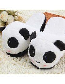 Fashion Black + White Cartoon Panda Plush Padded Cotton Slippers