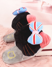 Fashion Black Plush Cartoon Bow Cotton Slippers