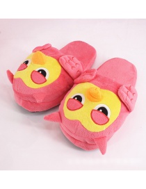 Fashion Pink Cartoon Owl Head Plush Cotton Slippers