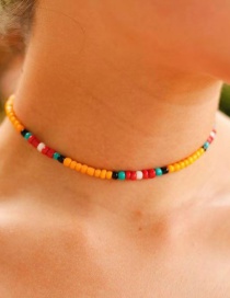 Fashion Yellow Starfish Shell Rice Beads Necklace