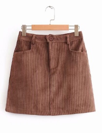 Fashion Khaki Corduroy Skirt