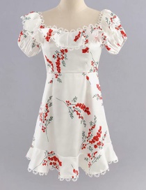 Fashion White Lace Flower Print Collar Dress