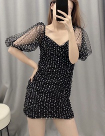 Fashion Black Polka Dot Printed Juannet Dress