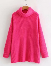 Fashion Rose Red Turtleneck Sweater