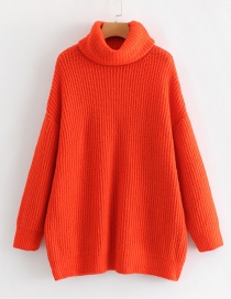 Fashion Orange Red Turtleneck Sweater