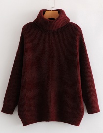 Fashion Wine Red Turtleneck Sweater