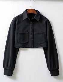 Fashion Black Plush Single-breasted Lapel Jacket