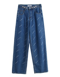 Fashion Blue Letter Printed Jeans