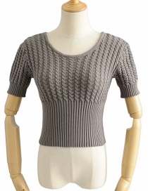 Fashion Gray Twisted Knit Sweater