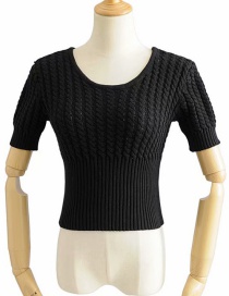 Fashion Black Twisted Knit Sweater
