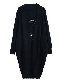 Fashion Black Moon Knit Long Sweater