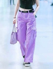 Fashion Purple Corduroy Overalls