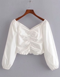 Fashion White Generous Collar Single-breasted Ruffled Shirt