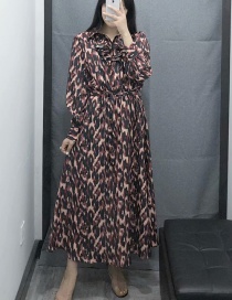 Fashion Leopard Printed Lace-up Dress