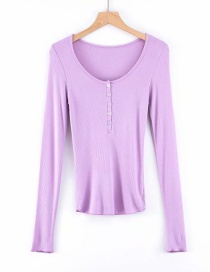 Fashion Purple Single-breasted T-shirt