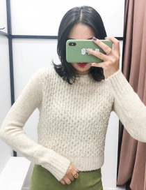 Fashion Apricot Beaded Pullover