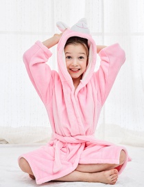 Fashion Pink Rabbit Robe Flannel Cartoon Hooded Animal Home Service