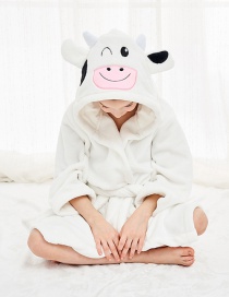 Fashion Cow Robe Flannel Cartoon Hooded Animal Home Service