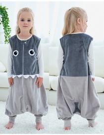 Fashion Gray Big Eyes Sleeveless Flannel Baby One-piece Home Service