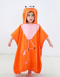 Fashion Orange Flamingo Hooded Cloak Cartoon Baby Can Wear Towel