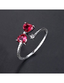 Fashion Red Zirconium White Gold-t18d25 Bow Opening Adjustable Ring