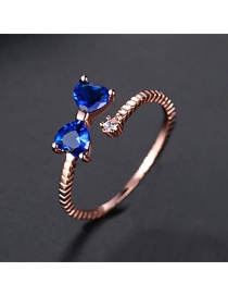 Fashion Blue Zirconium Rose Gold-t18d26 Bow Opening Adjustable Ring