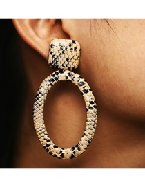 Fashion Khaki Ellipse Leopard-print Geometric Snakeskin Earrings