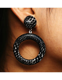Fashion Black Circle Leopard-print Geometric Snakeskin Earrings