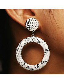 Fashion Gray Circle Leopard-print Geometric Snakeskin Earrings