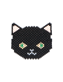 Fashion Black Kitten Rice Beads Woven Bracelet