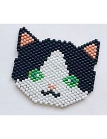 Fashion Black And White Kitten Rice Beads Woven Bracelet