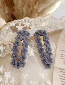 Fashion Square - Fog Blue Velvet Flower Hair Clips (single Price)