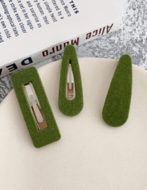Fashion Solid Water Droplets - Avocado Green Velvet Hair Clips (single Price)