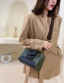 Fashion Green Contrast Stitching Hand Slung Shoulder Bag