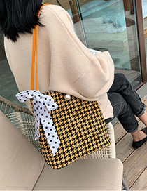 Fashion Yellow Wooly Houndstooth Scarf Shoulder Bag