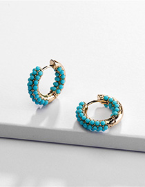 Fashion Blue Copper Can Open Pearl Resin Earrings