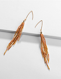 Fashion Yellow Rice Beads Multi-layer Chain Earrings