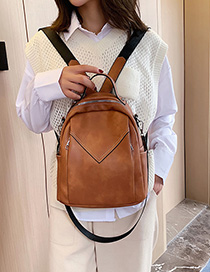 Fashion Brown Stitching Backpack