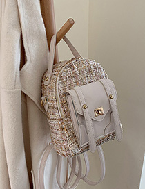 Fashion White Woolen Stitching Backpack