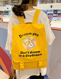 Fashion Yellow Cartoon Printed Letter Backpack