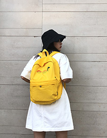 Fashion Yellow Cartoon Baby Face Embroidered Nylon Backpack